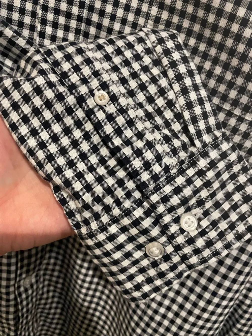 Banana Republic Black & White Gingham Button-Down Untucked Shirt